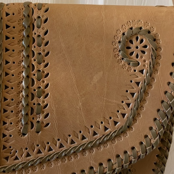 VINTAGE gorgeous braided hand tooled leather purse shoulder bag - Picture 2 of 11